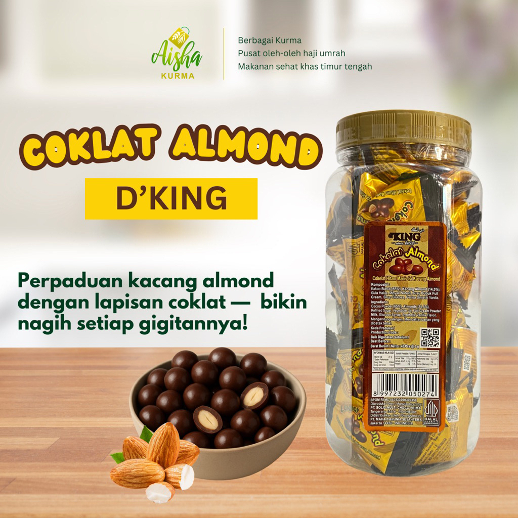 Coklat Almond DKING (1 Toples)