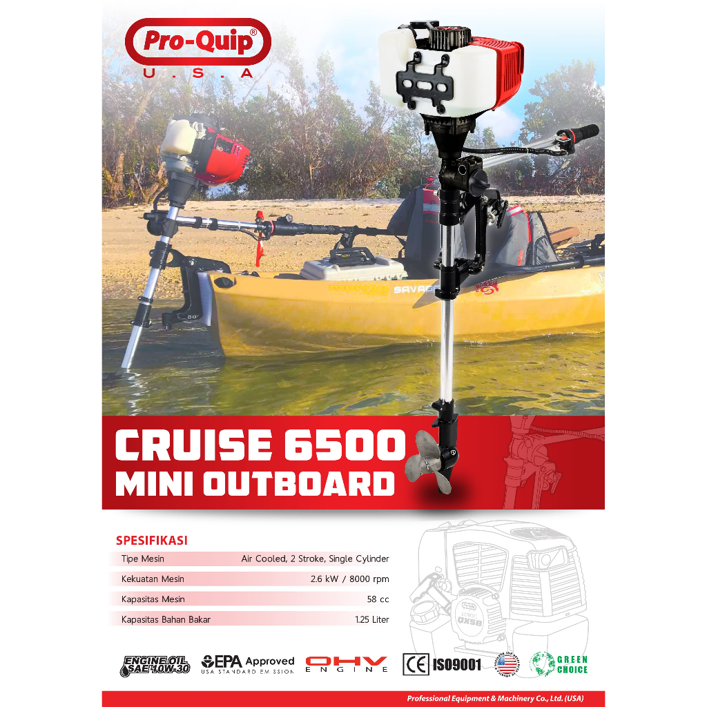 ROQUIP CRUISE 6500 Mesin Perahu Kapal Tempel Mesin Tempel Kapal Perahu Outboard Cruise 3 HP 2 Tak Mi