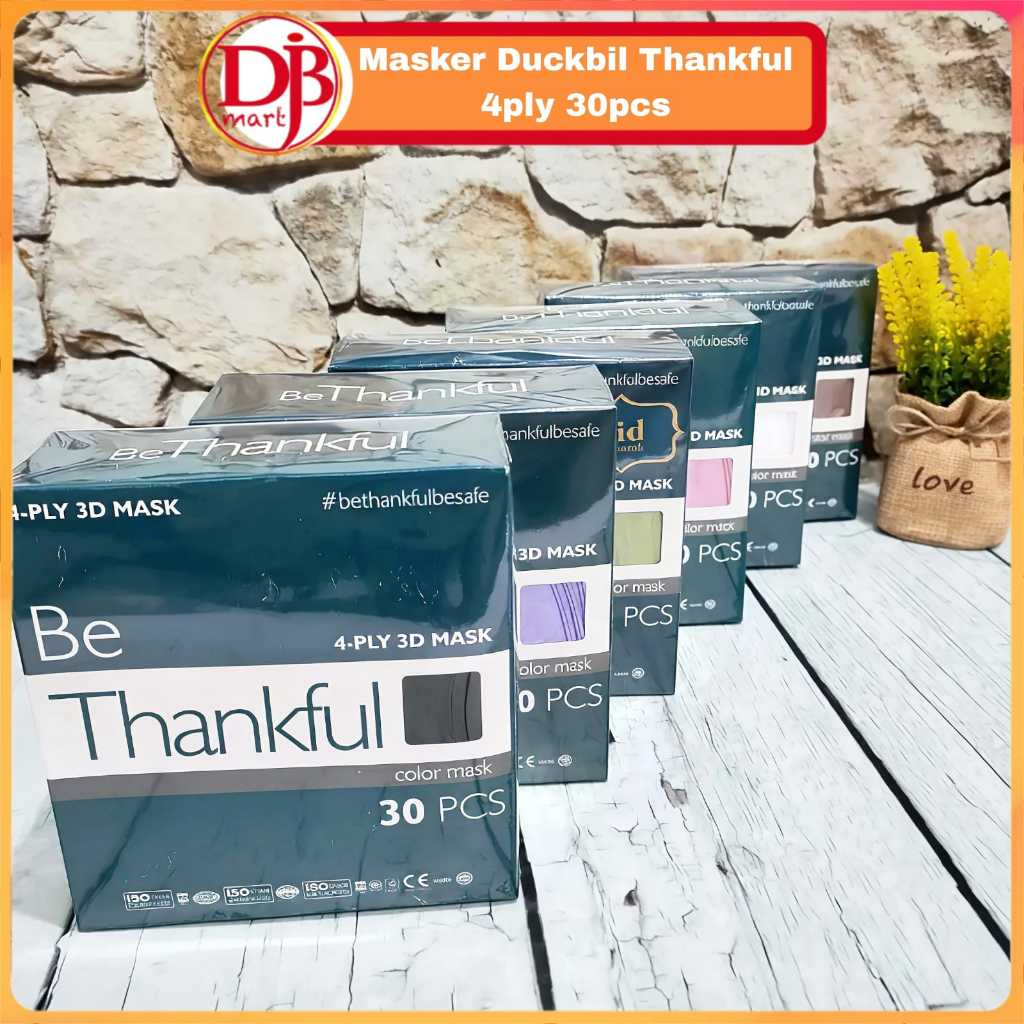 DJB - Masker Duckbill THANKFUL 4Ply || Masker Duckbill Dewasa 4 Ply - isi 30 Pcs