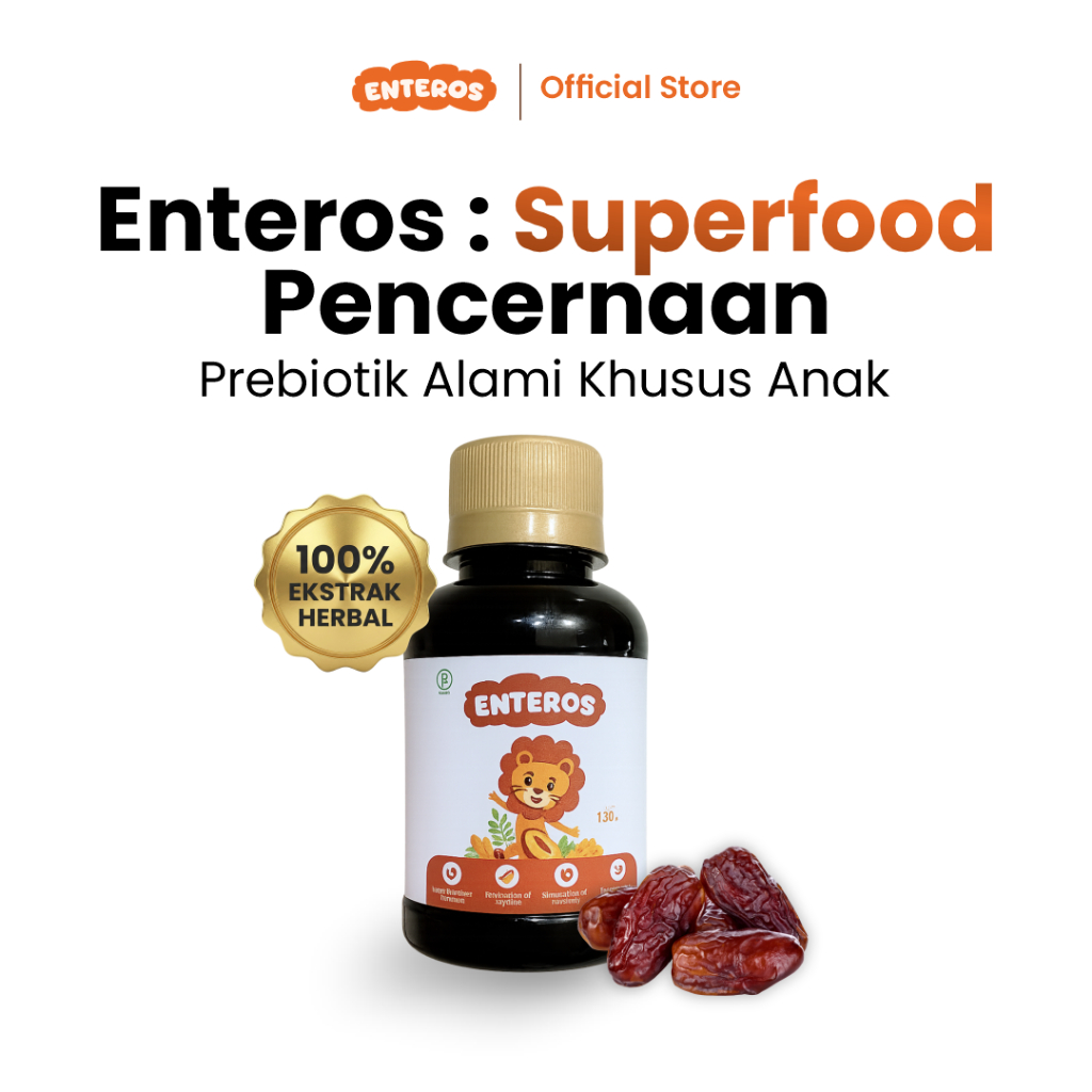 Enteros Pencernaan Anak - Sari Kurma Prebiotik & Probiotik Alami Penambah Imun 130ml | Halal & BPOM