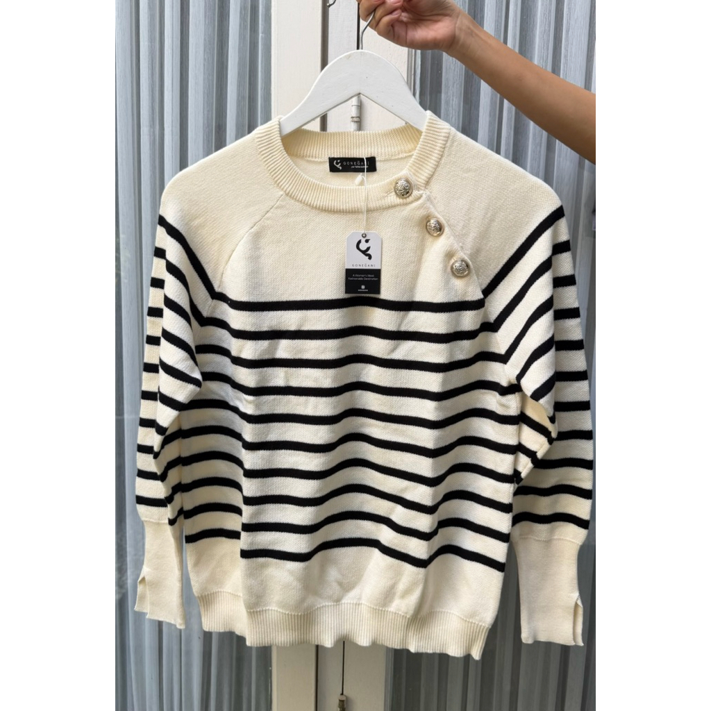 Balma Sweater Stripe Gonegani Broken White