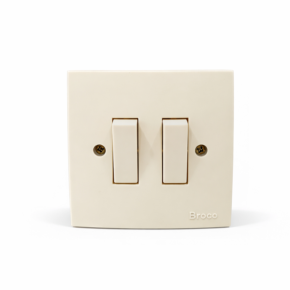 Saklar Lampu Broco 2 Tombol - Saklar Listrik Tanam Dinding