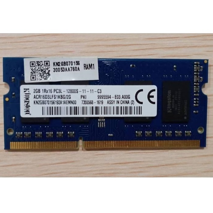 Kingston DDR3L 2GB 1600MHz 1RX16 PC3L-12800S