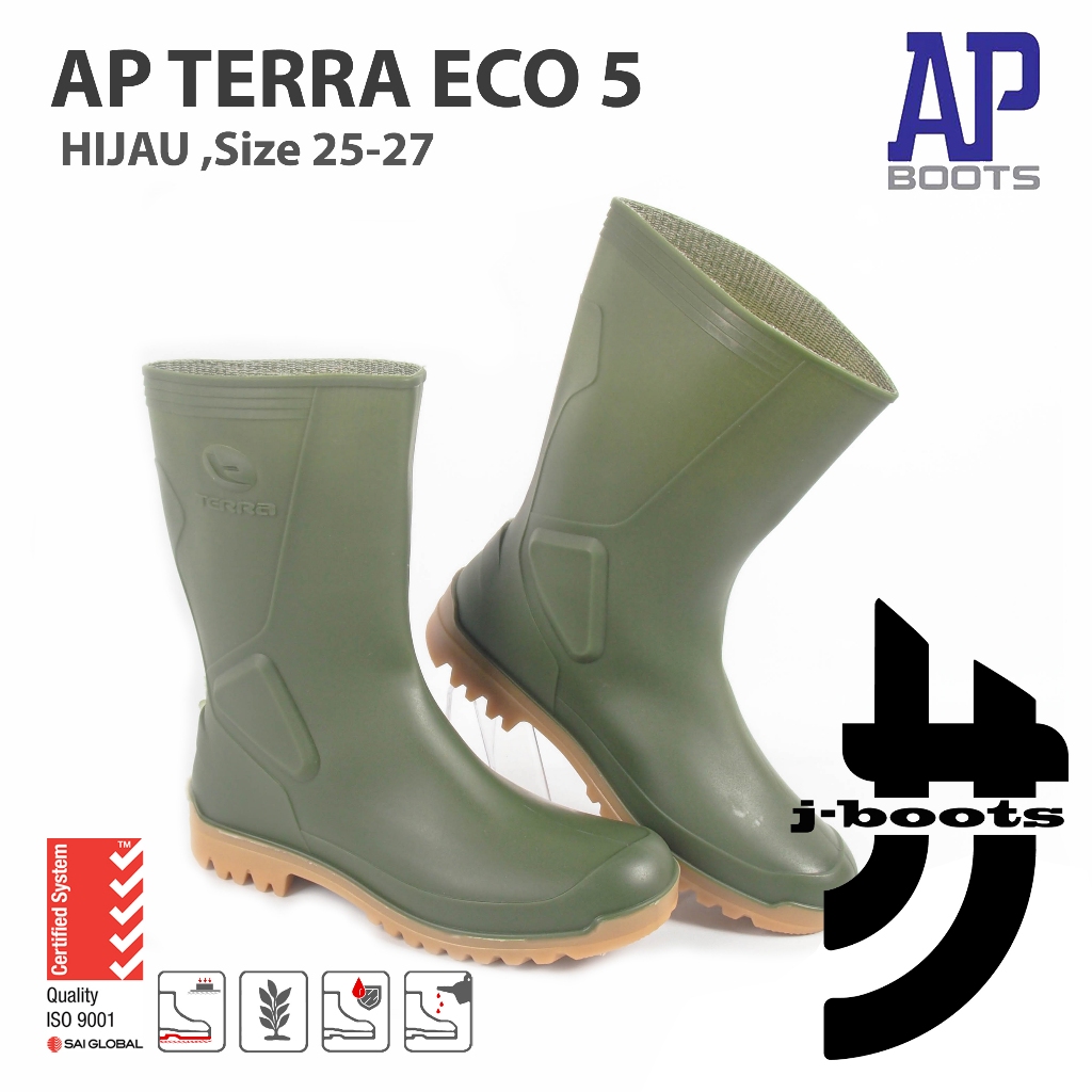 AP BOOTS TERRA ECO 5 SIZE 25-28 WARNA HIJAU / SEPATU AP BOOTS PENDEK TERRA ECO 5 HIJAU