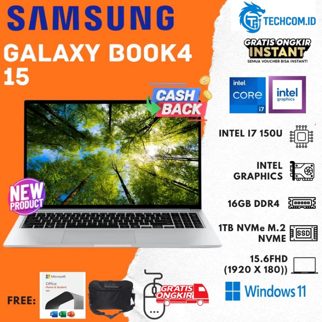 Laptop Samsung Galaxy Book4 15 CORE I7 150U 16GB 1TB W11 15.6FHD