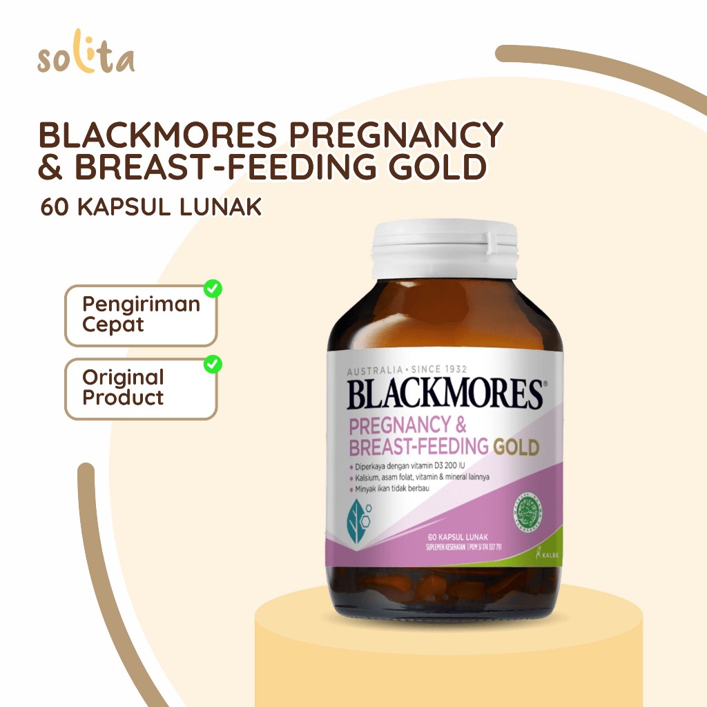 Blackmores Pregnancy & Breast - Feeding Gold Mengandung Asam Folat, Vitamin & Mineral Lainnya Isi 60