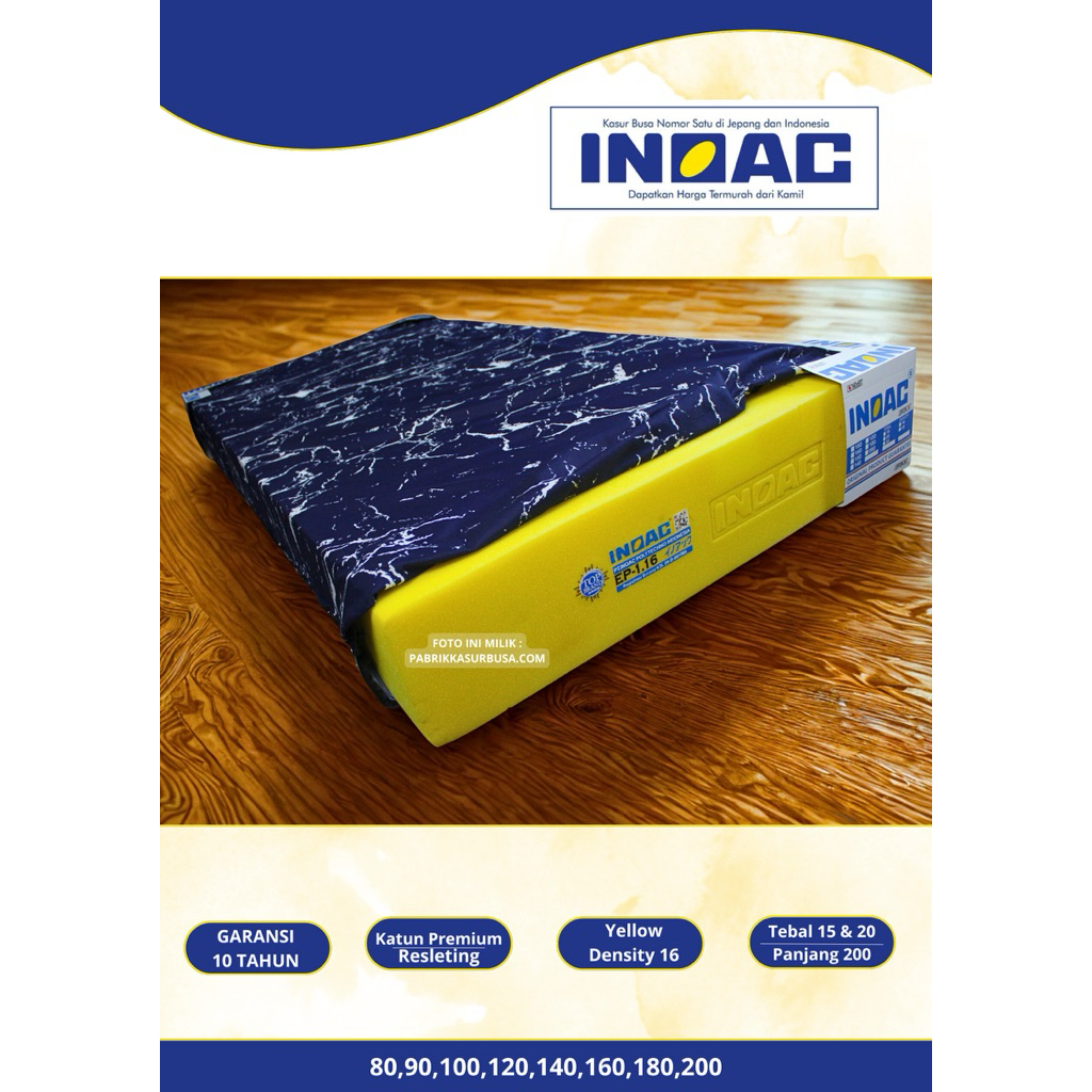 Kasur Busa INOAC Tebal 20cm Busa Yellow Kuning Garansi 15 Tahun INOAC YELLOW