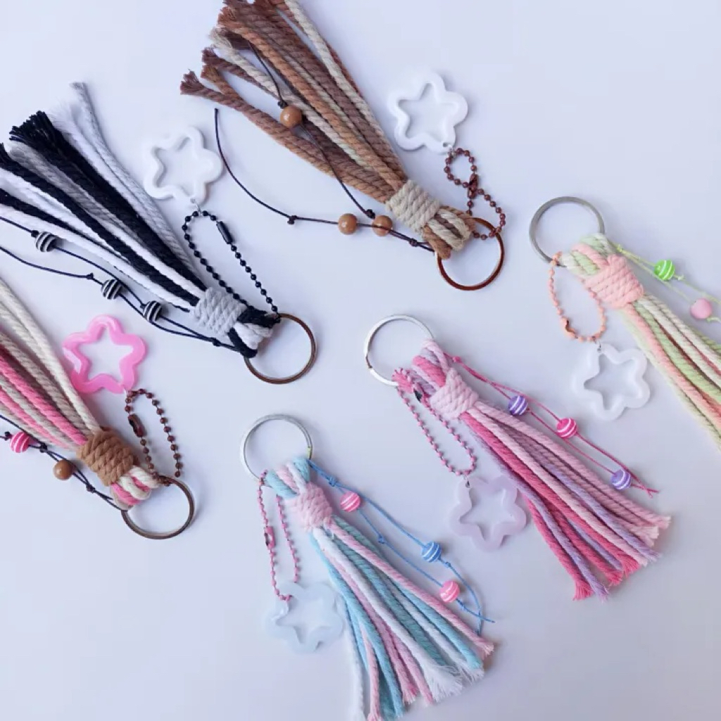 Gantungan Tas Tali Rajut • Gantungan Tali Macrame • Gantungan Kunci • Gantungan Tumbler • Gantungan 
