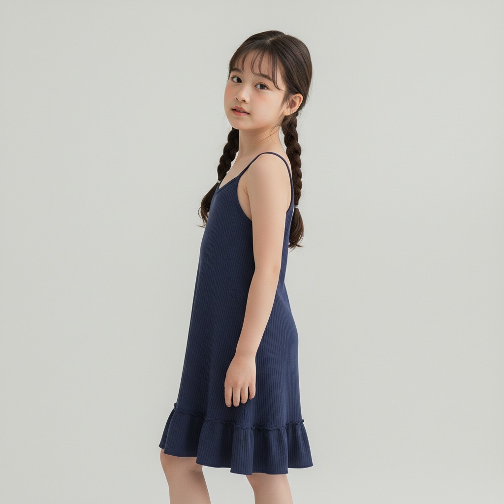 PROMO DRESS TALI KECIL RUFFLE BAHAN HYGT POLOS PAKAIAN ANAK PEREMPUAN WARNA MENARIK