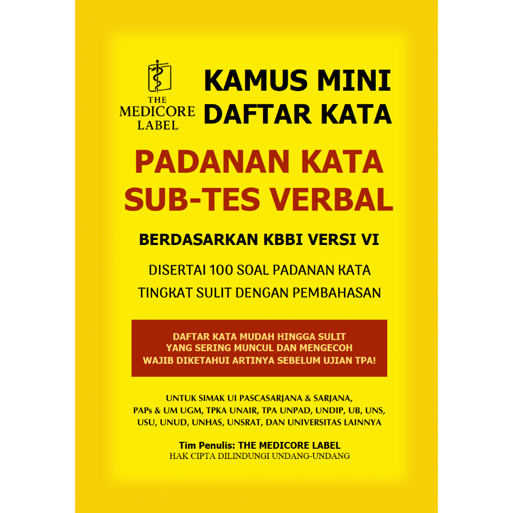 Buku Verbal Padanan Kata Kamus Mini (A5) SIMAK UI Pascasarjana SIMAK Sarjana Tes Potensi Akademik PA