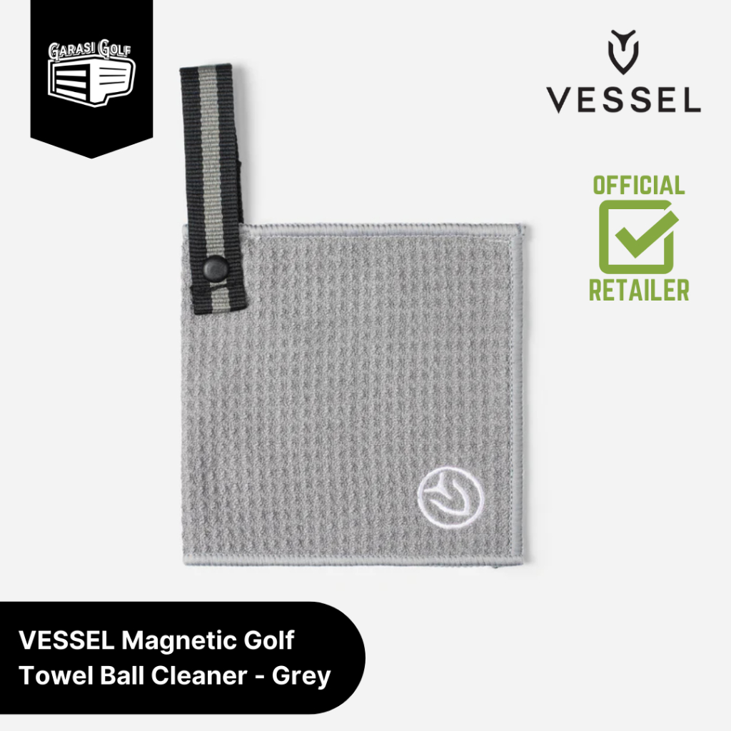 VESSEL Magnetic Golf Towel Ball Cleaner Grey - Handuk Golf Magnetik Lap Bola Golf