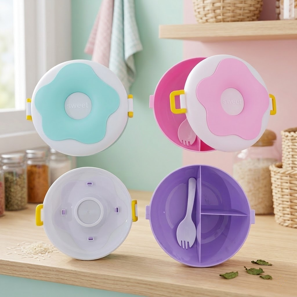 Lunch Box Donat Lucu Unik Kotak Makan Anak Sekolah Food Grade BPA Free Kado Souvenir Anak Sekolah