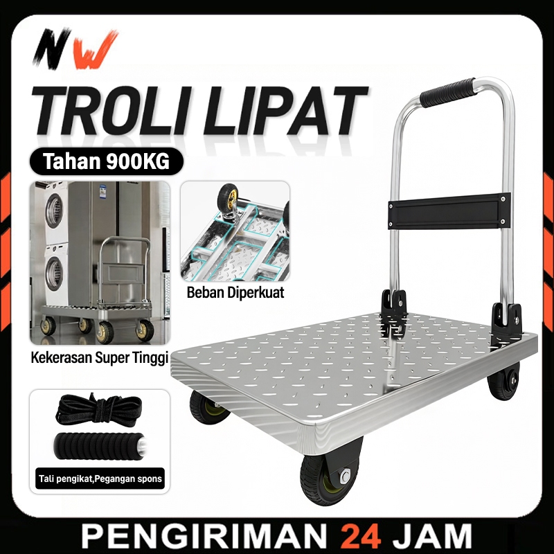 NW - Troli Platform Lipat Troli Barang Lipat troli lipat portable Besi 900kg