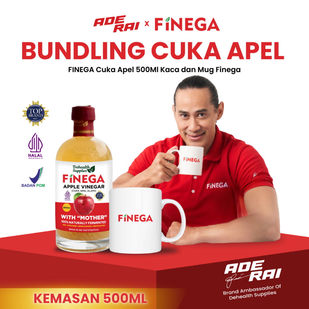 ADE RAI x FINEGA BUNDLING (Cuka + Mug) 500ml Kaca