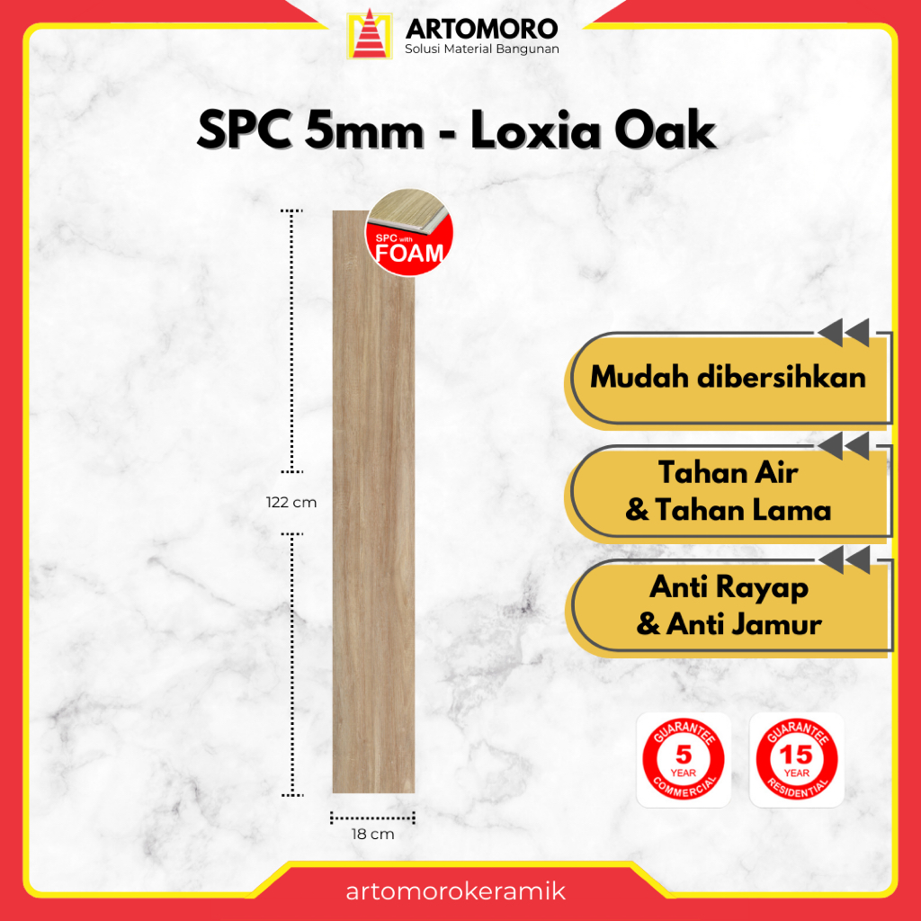 SPC 5mm (with IXPE foam) Loxia Oak - KIA | Stone Plastic Composite | Lantai Vinyl Kayu - Click & Loc