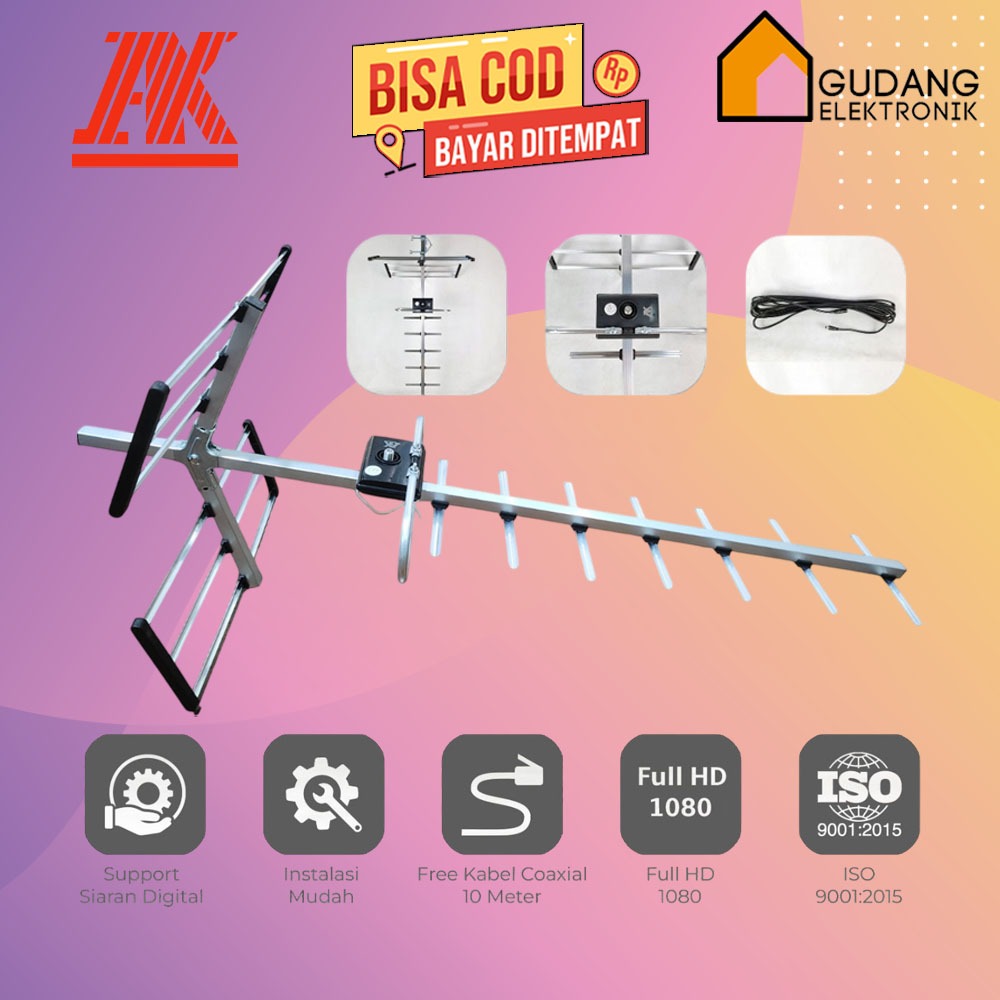 [COD READY] AK ANTENA TV DIGITAL + BOOSTER AK-AD1000 / AK AD 1000 (FREE KABEL) GARANSI RESMI