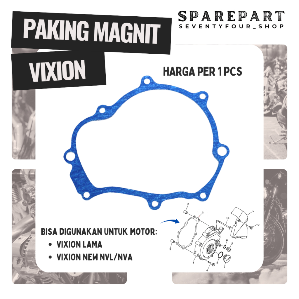 PAKING MAGNET DALAM VIXION LAMA VIXION NVL NVA PEPRAK GASKET SRM