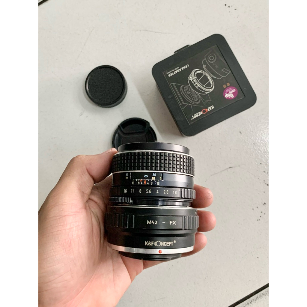 lensa manual smc takumar 55mm f1.8 plus adaptor fujifilm