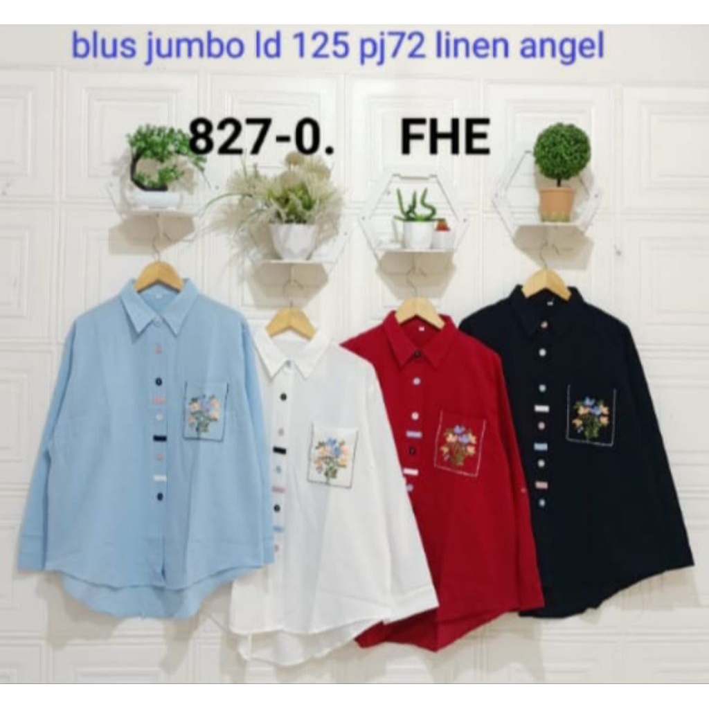 GW kemeja wanita jumbo 4L motif bunga