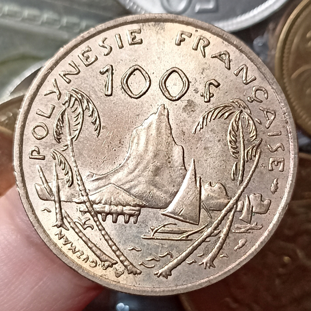Koin Kuno French Polynesia 100 Francs with IEOM Tahun 1976