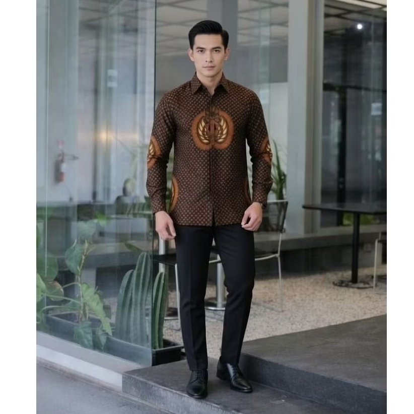 Niki Batik Premium - Kemeja Batik Truntum Gurdo Sogan baju pria lengan panjang lapis furing nyaman d