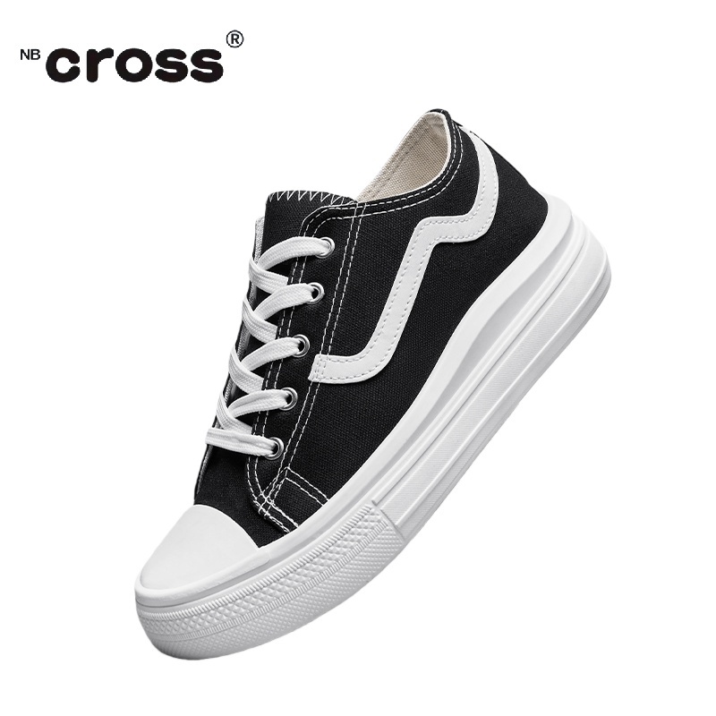 NB CROSS Sepatu kanvas wanita Sepatu sekolah Sol tebal peninggi Ukuran36-40