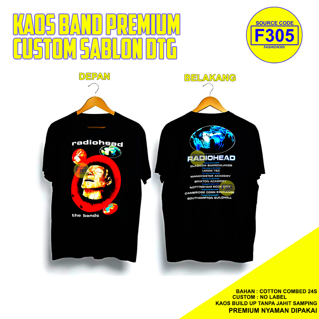 KAOS BAND VINTAGE RADIOHEAD CUSTOM SABLON DTG