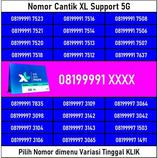 Kartu Perdana Nomor Cantik XL 4G Murah Support 5G Free Kuota 3GB