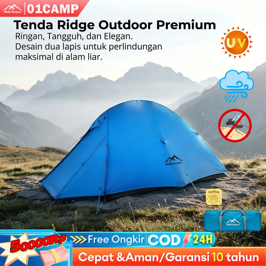 [Anti Air Mudah Dipasang]tenda famili dome camping termurah 4-6 orang double layer tenda