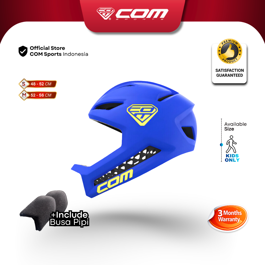 [Pre Order] COM SPORTS Kids Helmet R3 / Helm COM R3 Pushbike Balance Bike - Blue Matte