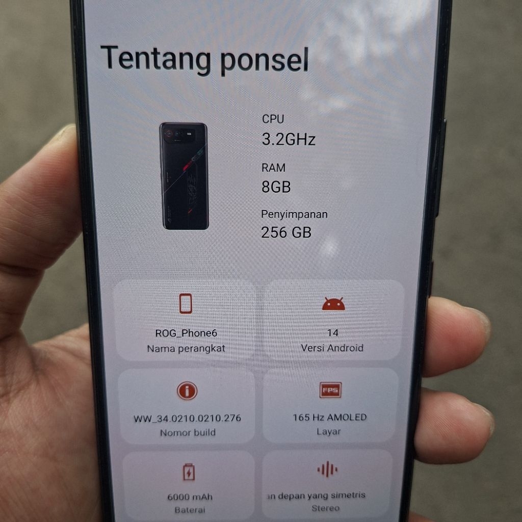 ASUS ROG 6 8/256 RESMI HP Second Murah