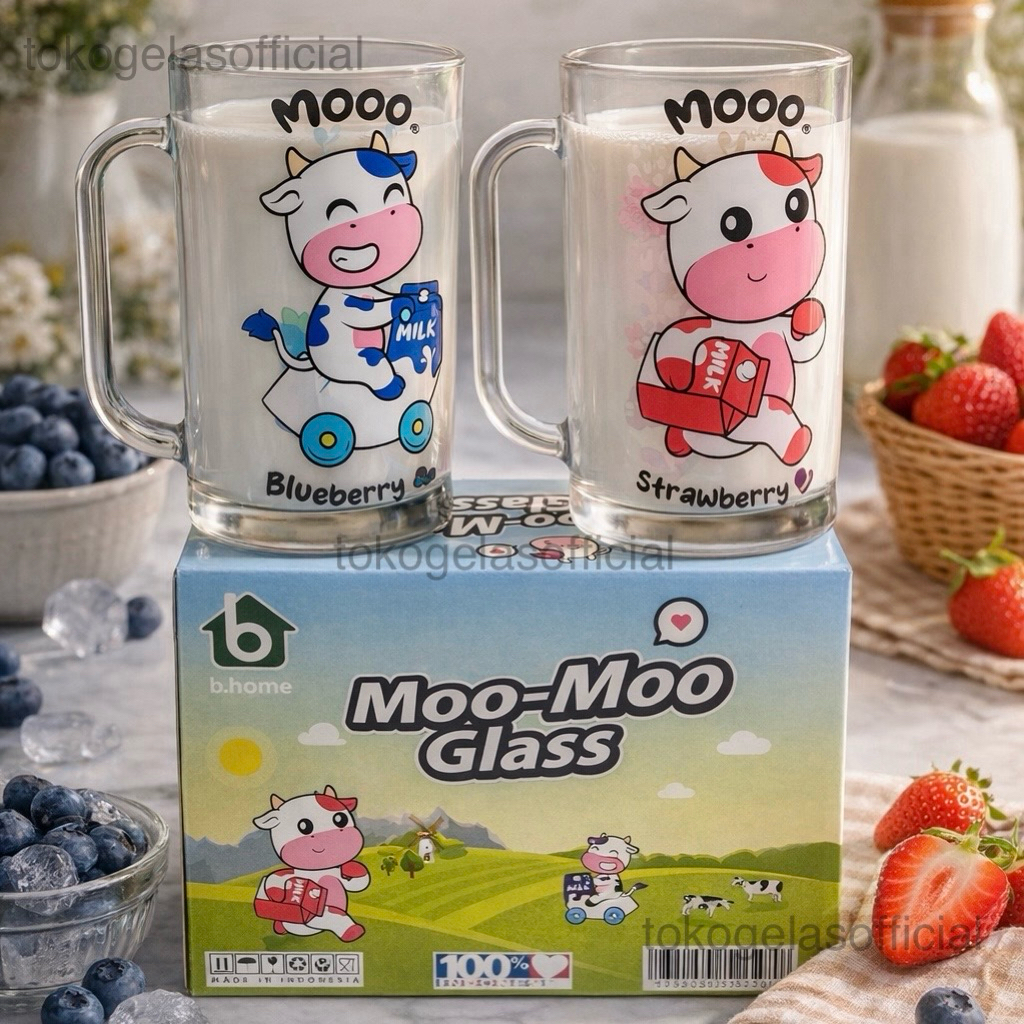 Set Isi 2 Pcs Gelas Susu - Gelas Mug Gagang - Gelas Kaca - Gelas Souvenir Hampers