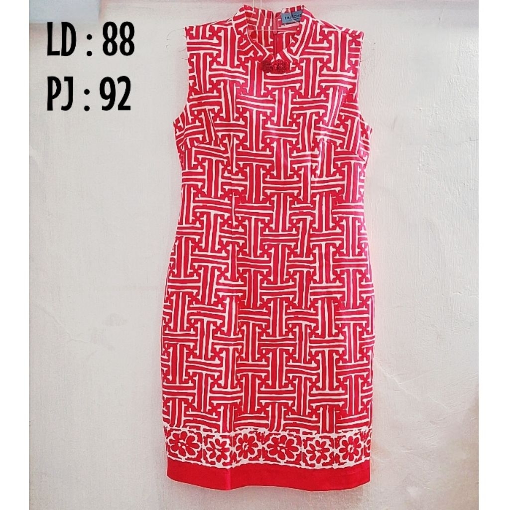 Preloved Baju Dress Sincia / Imlek / Gaun Cheongsam "FRAICHE" Warna Pink Fuschia - Size M