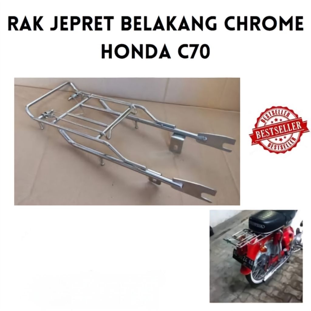 RAK JEPIT BELAKANG HONDA C50 C70 C90 PISPOT CHROME