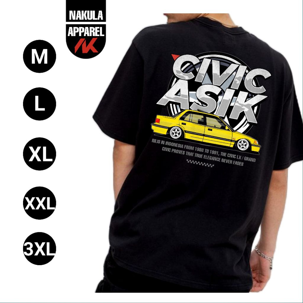 baju kaos mobil Civic lx dan grand Civic versi Civic asik kuning