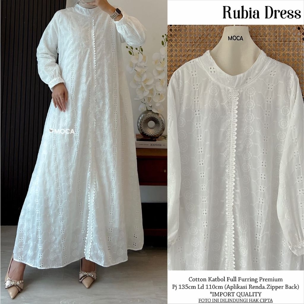 AM RUBIA DRESS l atasan baju muslim gamis putih gamis lebaran wanita