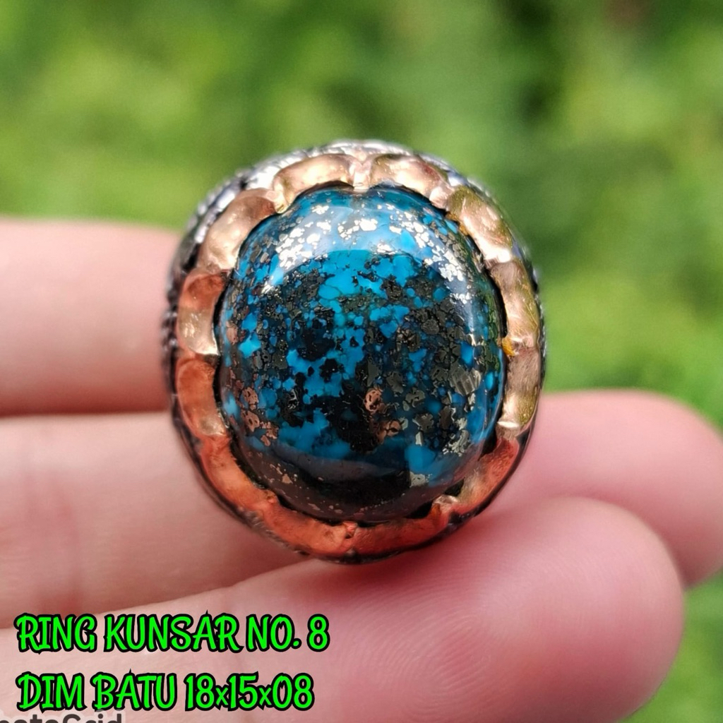 Cincin Batu Pirus Persia Iran Ring Kunsar / Pirus Badar / Pirus Logam
