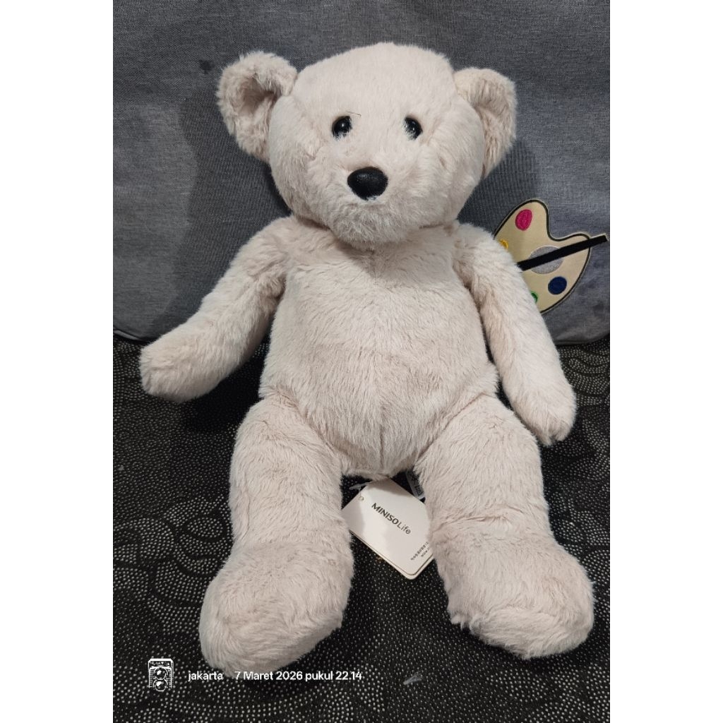 boneka Teddy bear miniso life grey