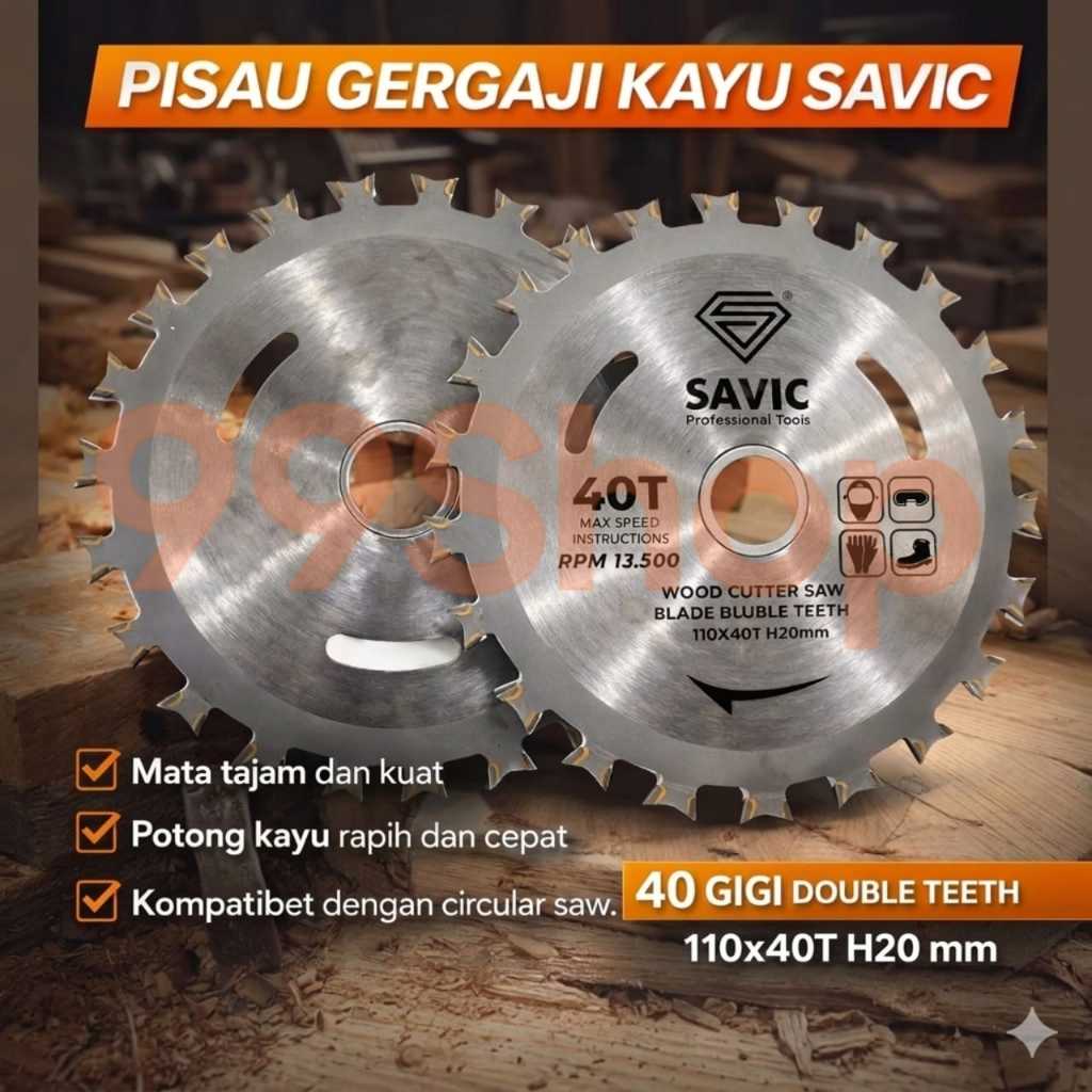 SAVIC Mata Circular Saw Blade Gergaji Gerinda Potong Kayu 4” Inchi Inch x 40T Double teeth Mata