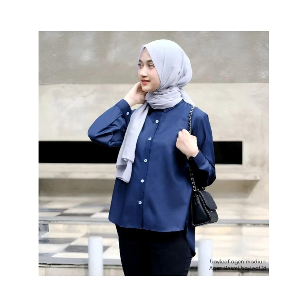 Lea Kemeja Basic Wanita Katun Toyobo Lengan Panjang 4 Warna Formal Daily Use