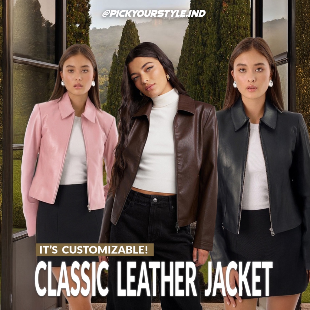 Jaket kulit wanita brown leather jacket