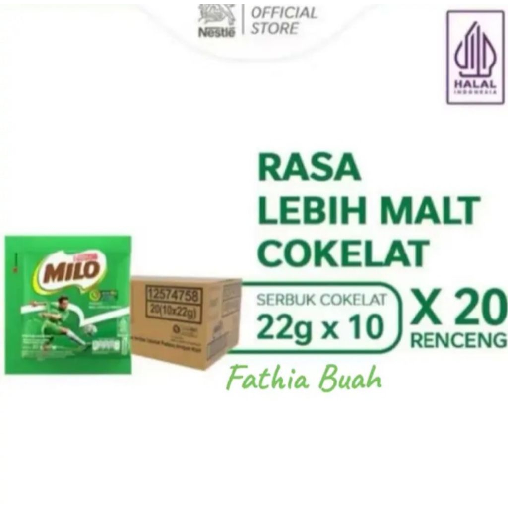 Susu Milo Nestle Sachet 1 Dus 22gr x 10 Isi 20 Renceng