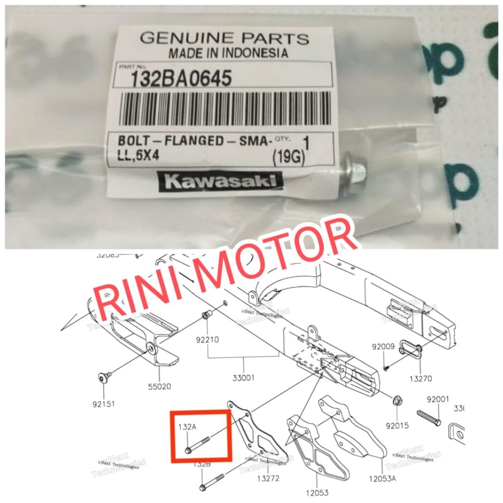 baut tensioner stabilizer rantai atas KLX 140 Original