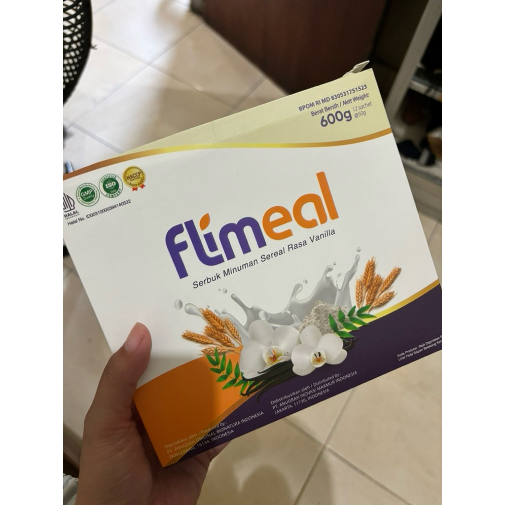 Flimeal Meal ReplacementVanilla Susu - Tinggi Protein, Rendah Lemak, Sumber Serat