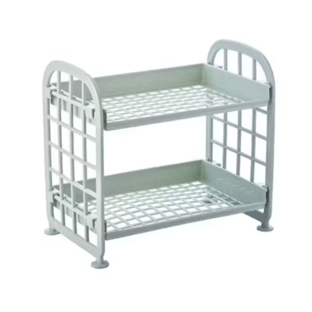 rak susun mini rak 2 tingkat rak serbaguna plastik hijau