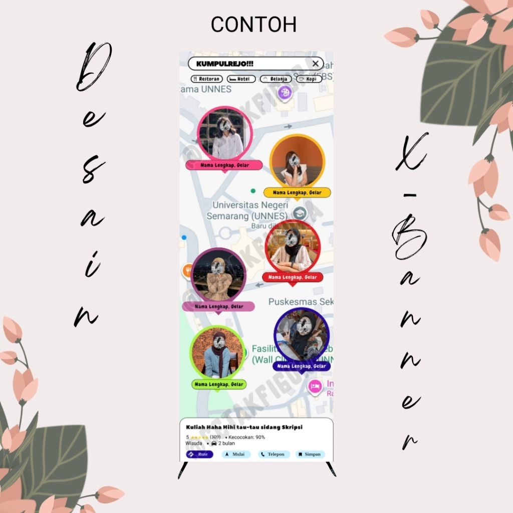 X Banner Wisuda Custom / Banner Sidang / Banner Ulang Tahun - Free Desain & Tiang