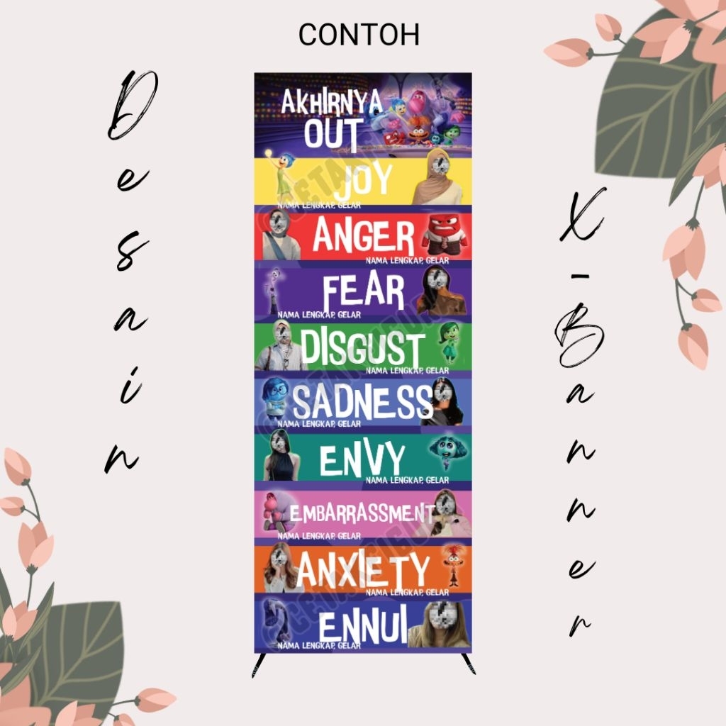 X Banner Wisuda Custom / Banner Sidang / Banner Ulang Tahun - Free Desain & Tiang