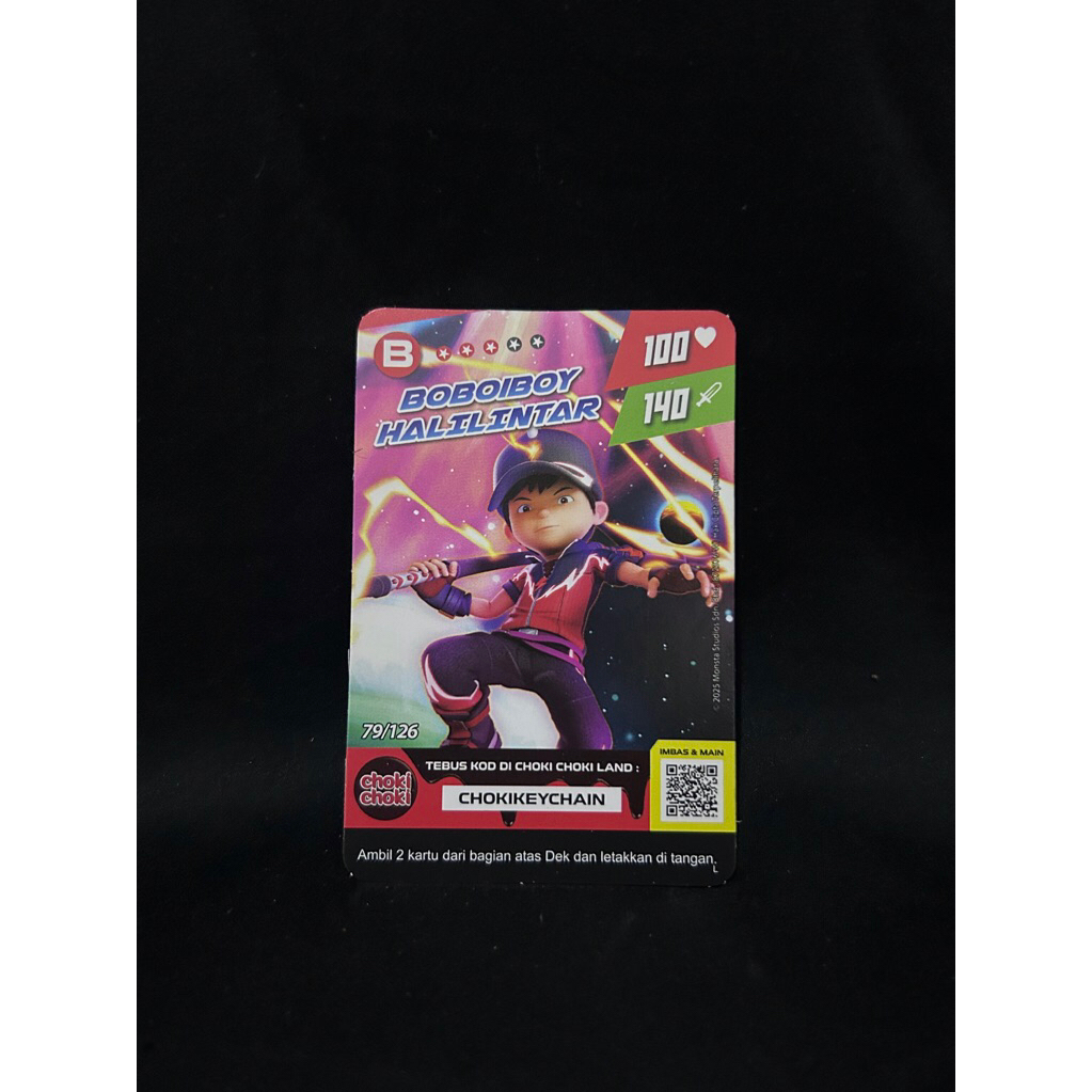 1(satu)pcs Kartu BOBOIBOY HALILINTAR 79/126 Kartu Boboiboy Choki-Choki