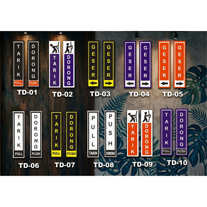 Sign Board Pintu Tarik Dorong Pull Push Bahan Akrilik Tebal Penanda Pintu Masuk Keluar Estetik Murah