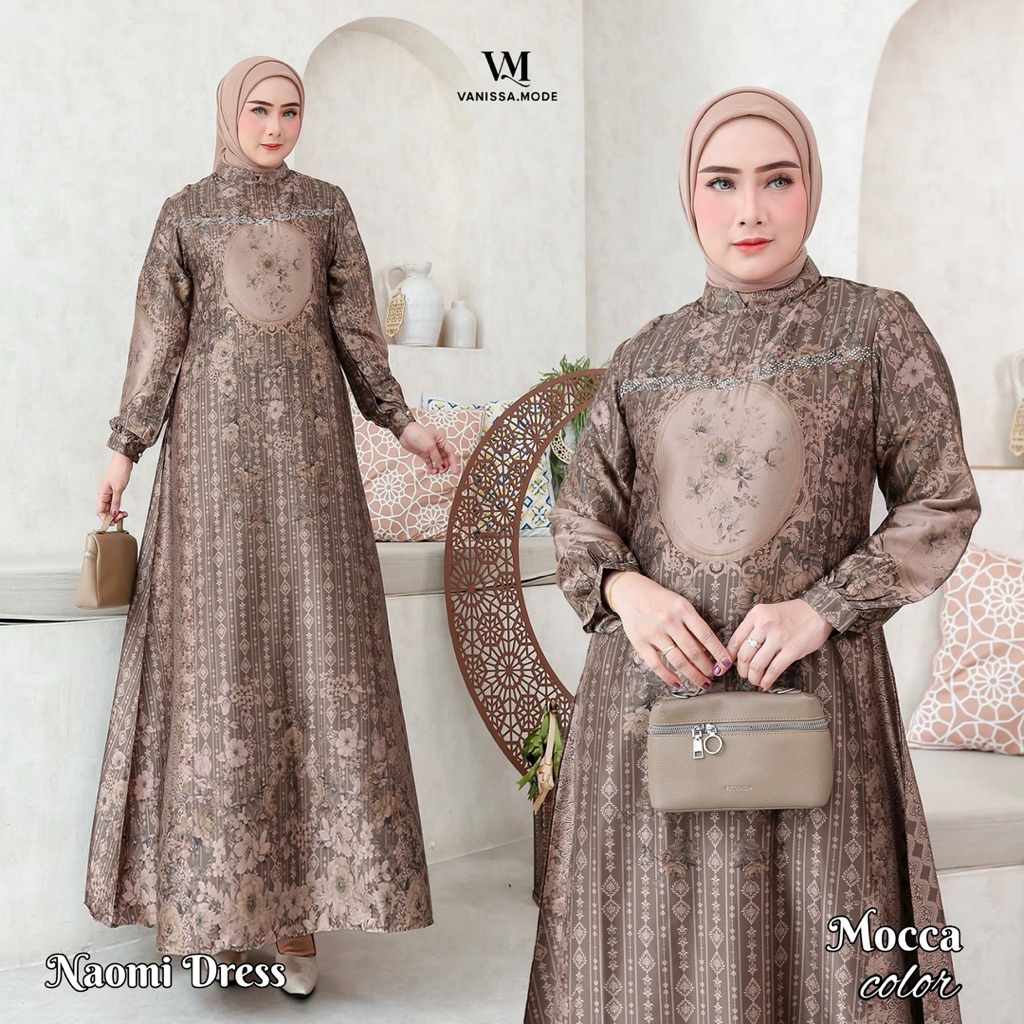NAOMI DRESS - Gamis Armany Semi Sutra Premium / Gamis Kondangan Pesta Bahan Jatuh Lembut Nyaman Dipa